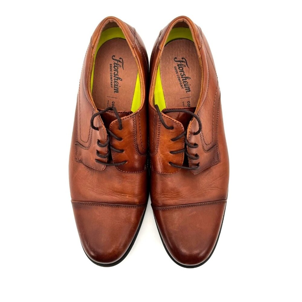 Florsheim Brown Leather Mens Dress Shoes Size 12D Comfortech Ortholite Sole - Picture 2 of 16